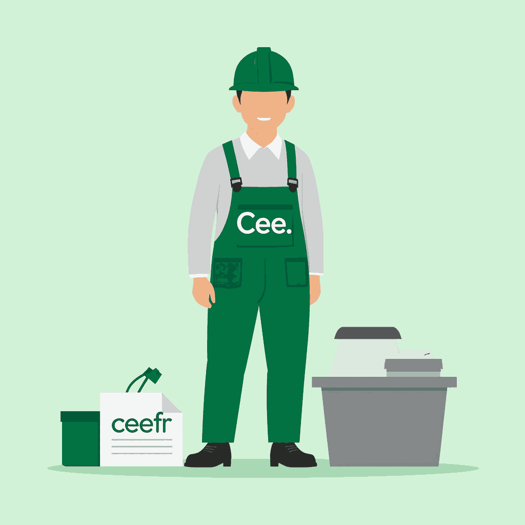 Technicien en tenue verte avec équipements industriels.